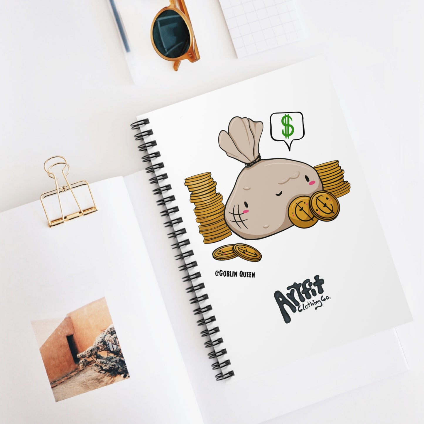 Jody King, Money Satchel Spiral Notebook - Ruled Line